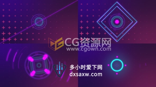 AE模板彩色时尚图形元素动画Logo片头工程文件