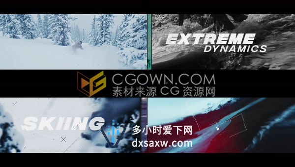运动短片宣传片头极限滑雪旅行介绍视频效果动画制作-AE模板下载