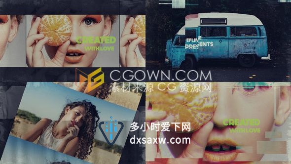 Glitch故障效果混乱扭曲开场幻灯片视频宣传片-AE模板下载