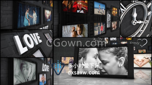3D画廊浪漫美好优雅甜蜜的照片回忆故事相册视频-AE模板下载