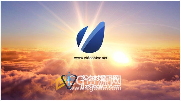 AE模板大气天空云彩三维碎片汇聚标志LOGO片头动画