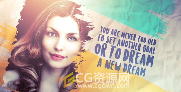 水彩笔刷遮罩相册展示肖像图片引文介绍视频效果-AE模板下载