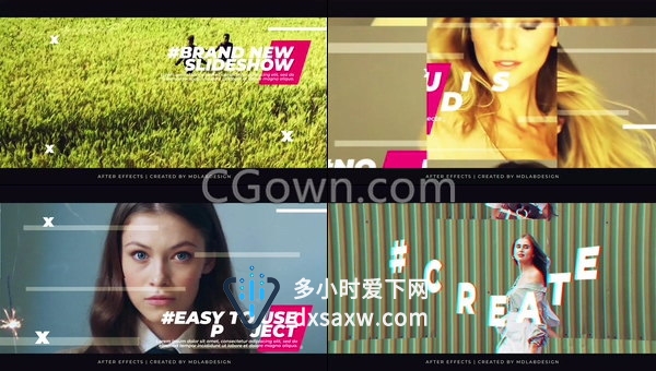 现代Fashion宣传图文展示效果多彩创意跳动元素效果动画-AE模板下载