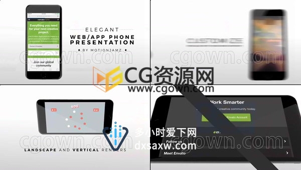 iPhone手机模型演示介绍Web/App社交媒体宣传视频动画-AE模板下载