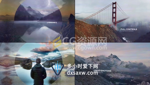 圆圈图形时尚视差旅游业公司图片展示动画宣传片头-AE模板下载