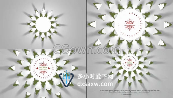 Christmas圣诞树剪纸生成动画效果介绍圣诞节快乐视频片头-AE模板下载