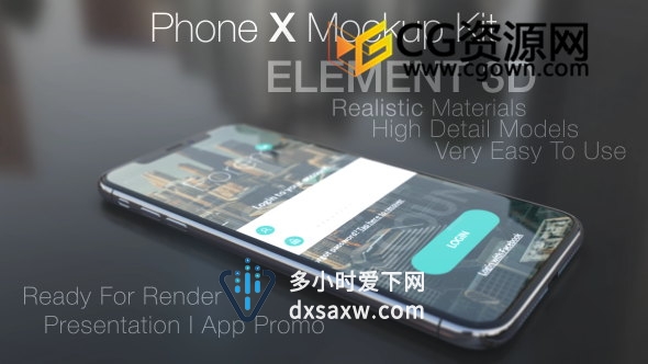 Phone X模型演示宣传3D苹果应用程序动画效果制作AE模板