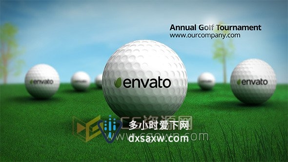 AE模板高尔夫球弹跳在草场滚动展示片头LOGO动画片头