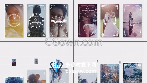 竖屏效果婚礼宣传束花元素图形包装视频邀请广告-AE模板下载