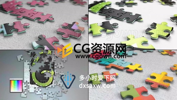 三维拼图动画效果演绎LOGO标志视频片头制作-AE模板工程