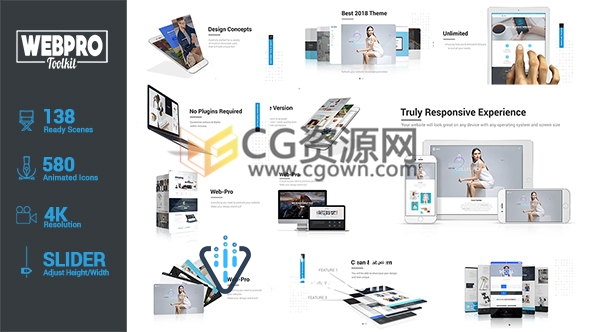Web网站手机iPad笔记本电脑宣传展示动画视频-AE模板下载