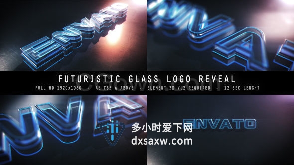 科技感隧道多层霓虹灯辉光玻璃LOGO片头E3D制作工程-AE模板下载
