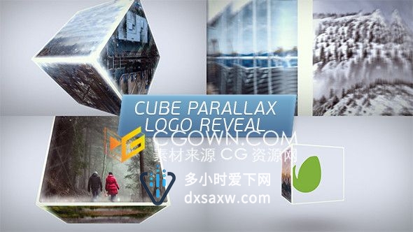立方体视差画面旋转动画公司LOGO标志揭示片头-AE模板下载