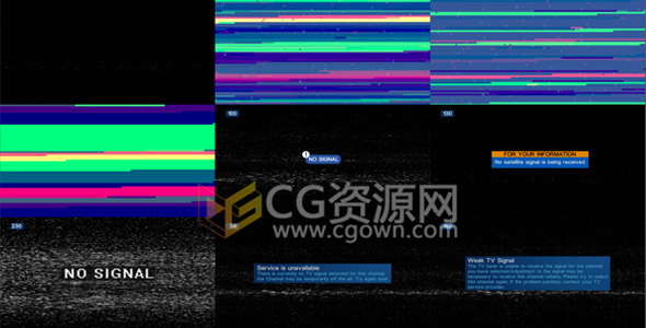 电视噪声毛刺失真数字白噪解码错误画面效果制作AE模板