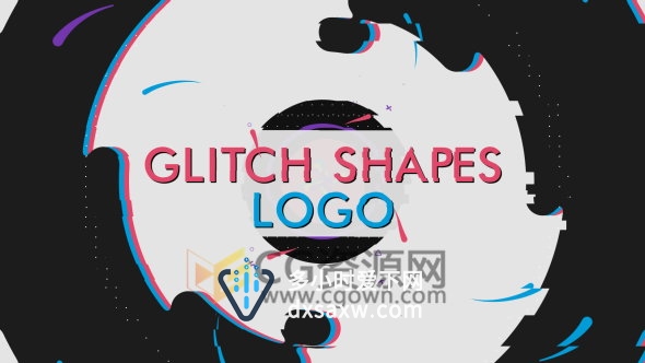 卡通变化形状图形动画故障特效LOGO片头制作-AE模板下载