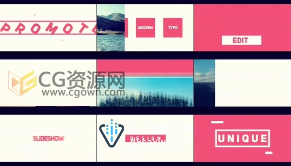 时尚图文快速介绍现代开场视频片头动画制作-AE模板下载