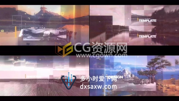 矩形遮罩切割转场动画视差图片展示宣传视频制作-AE模板下载