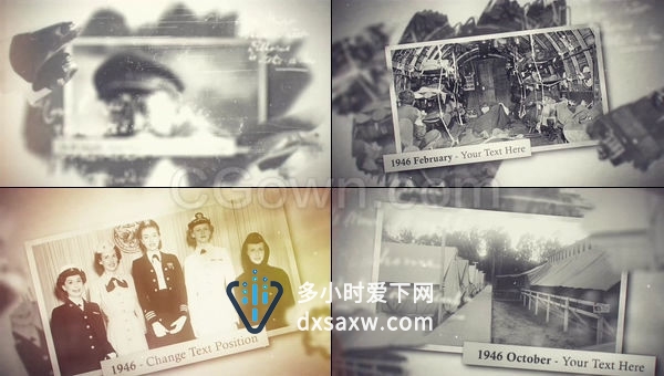 画笔回忆历史战争怀旧幻灯片相册视频制作工程-AE模板下载