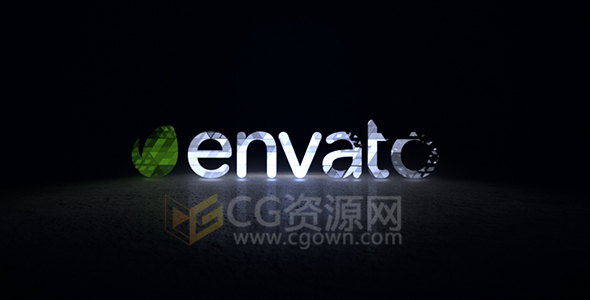 AE模板大气动态几何多边形反射标志发光LOGO动画