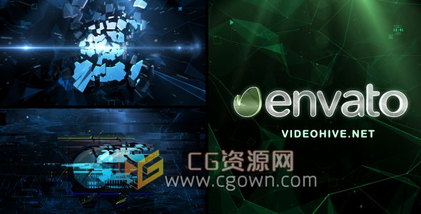 Plexu粒子与故障效果高科技公司宣传LOGO片头动画-AE模板工程