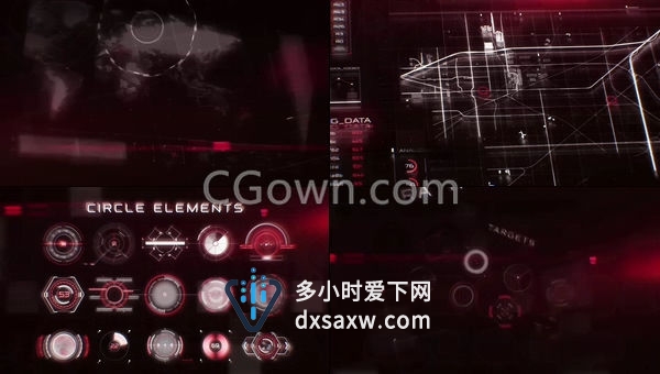高科技HUD信息化动态UI元素Infographic全息图形动画-AE模板下载