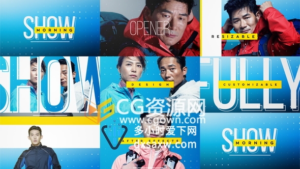 时尚电视节目包装设计工程音乐运动品牌伸缩动画效果视频-AE模板下载
