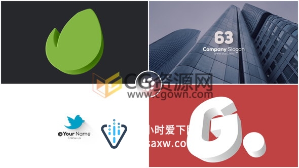 扁平化3D标志动画简约动画企业公司LOGO片头-AE模板下载