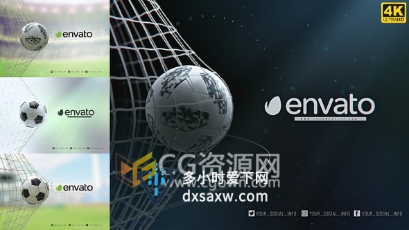 世界杯足球射进入网球动画LOGO片头ID演绎包装-AE模板下载