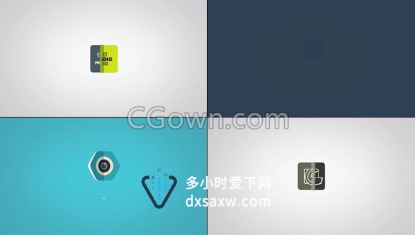 形状图形立体折叠翻转动画演绎LOGO片头效果-AE模板下载