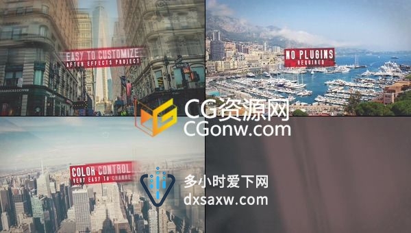 信号损坏故障特效幻灯片开场城市宣传视频动画效果-AE模板工程
