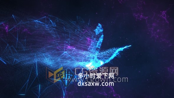 飞去鸟鹰抽象散发粒子特效动画演绎LOGO片头效果制作-AE模板工程