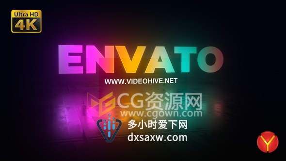 动感色彩闪烁迪斯科激光反射霓虹灯标志片头LOGO动画-AE模板下载