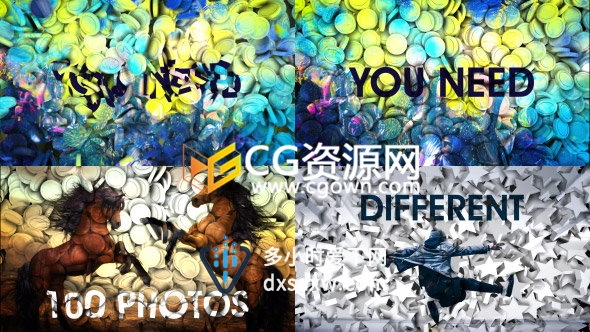 三维投影幻灯片E3D插件制作艺术时尚充满活力宣传视频-AE模板下载