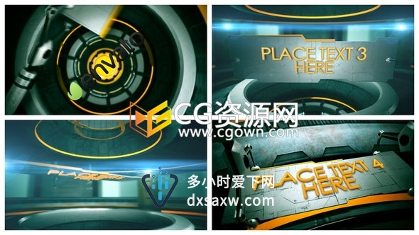 3D矩阵工业环境金属机械三维标志LOGO宣传视频-AE模板工程