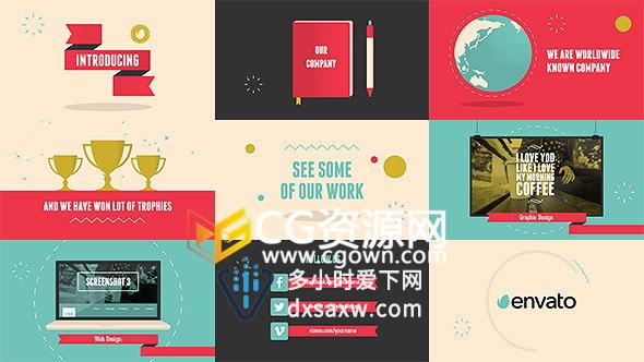 企业创意运动图形公司活动项目宣传介绍片头视频AE模板