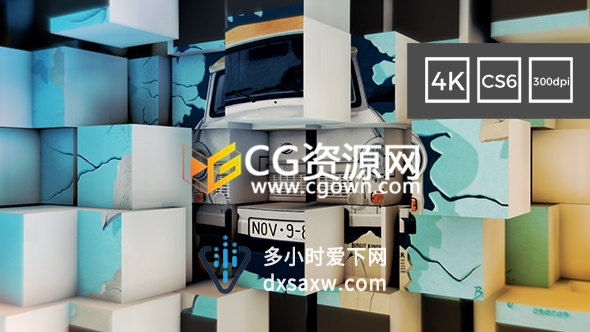 4K分辨率3D立方体墙转场动画展示创意广告视频-AE模板