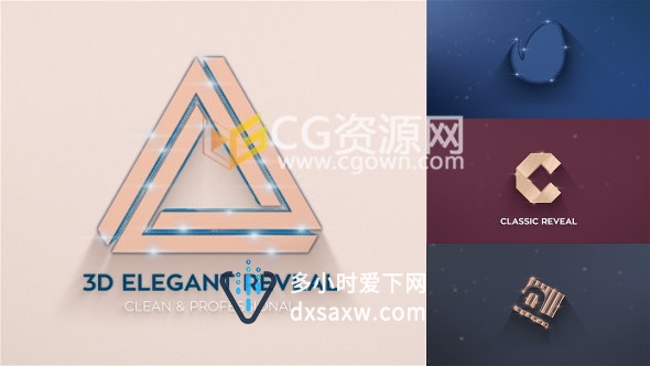 优雅三维光线描边LOGO标志片头动画工程下载AE模板