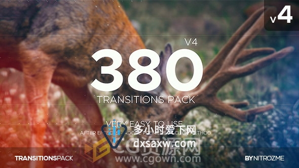 AE模板380种创意转场效果合集包故障失真线条特效