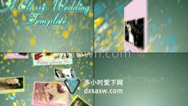 婚礼之旅优雅花浪漫照片展示动画相册视频效果-AE模板下载