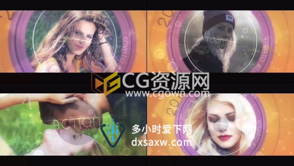 圆形遮罩转场动画展示照片浪漫幻灯片相册视频-AE模板下载