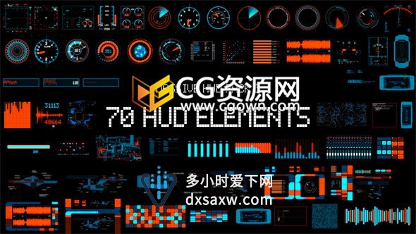 HUD高科技数字元素动画雷达扫描仪飞船仪表指头显示-AE模板下载