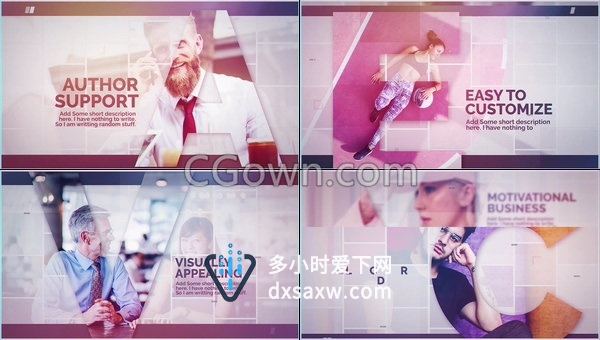公司商务合作介绍宣传大字遮罩效果展示图文动画视频-AE模板下载