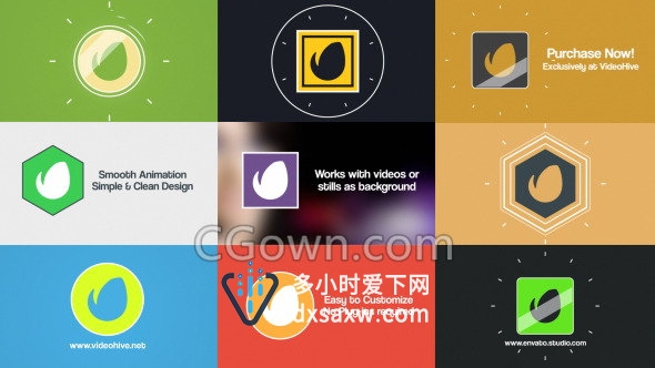 多种简约扁平化LOGO风格企业片头动画制作-AE模板下载