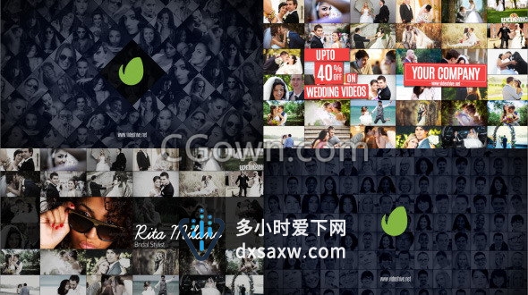 8种创意视频墙效果服务美容发廊公司LOGO宣传片头-AE模板下载