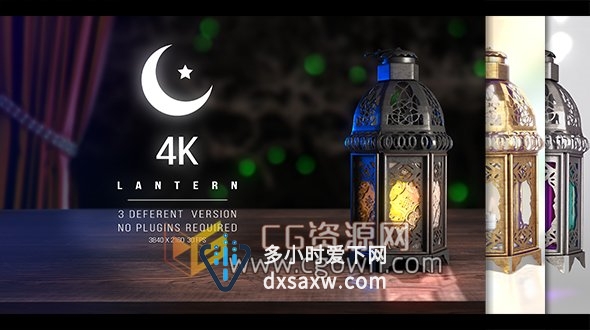 AE模板4K分辨片头率斋月灯月亮包装LOGO动画制作