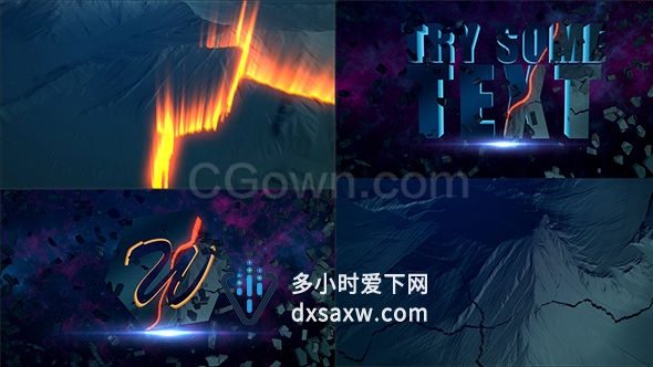 山体火线开裂爆炸崩塌演绎电影级空间粉碎LOGO效果动画-AE模板下载