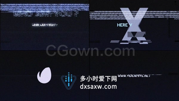 高科技信号Glitch故障LOGO动画游戏电影视频片头-AE模板下载