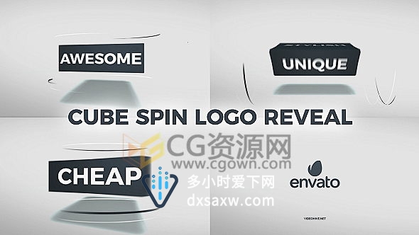 3D立方块旋转翻转展示文字LOGO片头动画AE模板