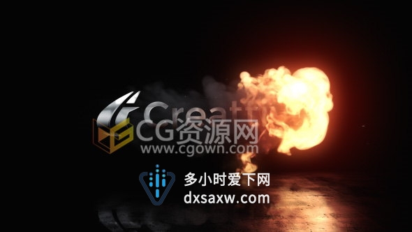 AE模板4K分辨率标志片头爆炸燃烧火焰烟雾特效视频
