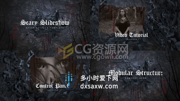 恐惧黑暗死亡暮光之城幽灵悬疑恐怖惊悚万圣节主题片头-AE模板下载